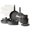Carote 21-Piece Nonstick Induction Cookware Set with Detachable Handles, Oven Safe, Midnight Black