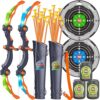 Kids Bow and Arrow Set with LED Light-Up Archery Toy, 20 Suction Cup Arrows, and Target - 2 Pack