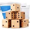 Giant Wooden Yard Dice Set for Outdoor Fun, Barbeque, Party Events, Backyard Games - Includes 6 Dice, Bucket, Score Cards, Marker