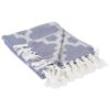 Modern Moroccan Cotton Blanket Throw with Fringe - French Blue - 50x60