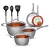 NutriChef Nonstick Cookware Set, 11 Pieces, Gray