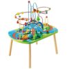 Hape E3824 Jungle Adventure Kids Toddler Wooden Bead Maze & Railway Train Track Play Table Toy for Ages 18 Months and Up Multicolor, 25.6" L x 17.52" W x 17.91" H