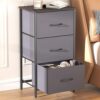Lifewit 3 Drawer Nightstand with Removable Fabric Bins, Dark Grey