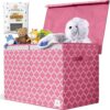 Toy Chest Storage Bin for Nursery, Bedroom, Playroom - Pink - 25"x16"x13"
