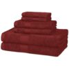 Amazon Basics 6-Piece Oversize Bath Towel, Hand, and Washcloth Set - Crimson