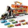 JOYIN Carrier Truck Toy Set with Race Track, 12 Die-Cast Cars, Lights, Sounds - Gift for Kids 2-5 Years