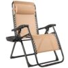 Goplus Zero Gravity Chair with Cup Holder and Headrest, X-Large Outdoor Recliner (Beige)