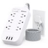 Flat Power Strip with 6 Outlets, 3 USB Ports, 5ft Extension Cord - Overload Protection, Wall Mountable - Home, Office, Dorm Charger