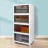 4 Tier Stackable Plastic Storage Bins with Lids and Wheels - 23QT Storage Containers