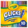 Crayola Retractable Tip Washable Markers (10ct), Coloring Set for Kids