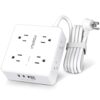 Surge Protector Power Strip with Outlets and USB Ports, 6 Ft Extension Cord - White