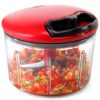 Food Chopper - Hand Powered, Fast Cutting, 3.4 Cups, Red