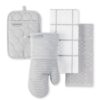 KitchenAid 4-Pack Cotton Oven Mitt, Pot Holder, Kitchen Towel Set - Grey