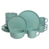 Strawberry Street Double Line Dinnerware Set, Seafoam - 16 Piece