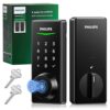 Philips Keyless Entry Door Lock, Fingerprint Electronic Door Lock with Touchscreen, Long-Lasting Battery, Auto-Lock, One-Time Code, Keypad Deadbolt, One-Touch Locking, Matte Black