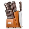 Kitchen Knife Set - 15 Piece Stainless Steel Knives with Block, Sharpener, and Poultry Shears