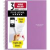 Five Star Spiral Notebook, 3 Subject, Wide Ruled, Water Resistant Cover, 8" x 10-1/2", 150 Sheets, Amethyst Purple