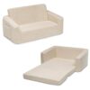 Delta Children Cozee Convertible Sofa to Lounger for Kids, Cream