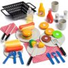 Kids BBQ Grill Playset Toy Set for Toddlers with Play Food - 27 PCS