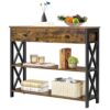 Yaheetech Console Table with Drawer and 3 Tier Storage Shelves