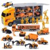 Die-cast Construction Toy Truck Set with Little Figures and Mini Vehicles - Boys 3-9 Years Old