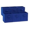 Fabric Storage Cubes Organizer, Navy Blue, Pack of 6