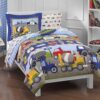 Boys Trucks Tractors Cars 5-Piece Bedding Set, Twin Blue Red Multi