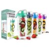 Infuser Water Bottle with Full Length Rod, Flip Top Lid, Dual Grips, Recipe Ebook (Mint, 32 oz)