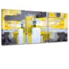 Abstract Canvas Wall Art Yellow Grey Framed Paintings - Set of 3