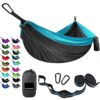 Camping Hammock - Portable Single Hammock for Outdoor Indoor, Gray & Blue