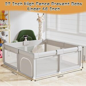 Baby Playpen 50x50 Inch, Play Pens for Babies and Toddlers Baby Fence Baby Play Yards for Indoor & Outdoor with Breathable Mesh Anti-Fall Playpen