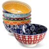 Annovero 10 oz Small Dessert Bowls Set of 6, Colorful Porcelain, Microwave & Oven Safe