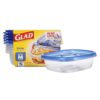 Glad Medium Square Food Storage Containers - 25 oz, 5 Count, Blue/Clear