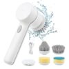 Electric Spin Scrubber with 5 Replaceable Brush Heads