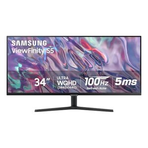 SAMSUNG 34" ViewFinity S50GC Series Ultra-WQHD Monitor, 100Hz, 5ms, HDR10, AMD FreeSync, Eye Care, Borderless Design, PIP, PBP, LS34C502GANXZA, 2023, Black