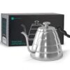 Coffee Gator Gooseneck Kettle with Thermometer, 34 oz Stainless Steel