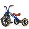 12 Inch Kids Tricycle with Puncture-Free Wheels, Front Light, Adjustable Seat - Blue