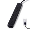 Philips 6 Outlet Surge Protector Power Strip with Braided Cord, 4ft, Flat Plug, 720 Joules, Black