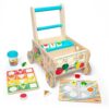 Melissa & Doug Wooden Shape Sorting Grocery Cart Push Toy and Puzzles