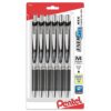 Pentel EnerGel RTX Gel Pen, Black Ink, 0.7mm, Pack of 6