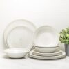 Zak Designs Melamine Dinnerware Set, 12-Piece, French Country House, Oyster White