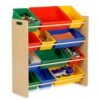 Toy Organizer and Storage Bins for Kids, Natural/Primary