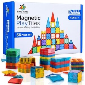 Magnetic Tiles Building Set for Kids (56 Pieces)