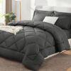 CozyLux Queen Bed in a Bag 7-Piece Comforter Set - Dark Grey