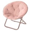 Urban Lifestyle Faux Fur Saucer Chair with Metal Frame, One Size, Blush
