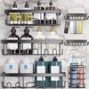 Veken Adhesive Shower Caddy 6-Pack, Large Capacity Bathroom Organizers and Storage, Rustproof Shelves Rack with Soap Holder, No Drilling Wall-Mounted Kitchen & Home Decor, Bath Decor&Essentials, Black