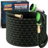 Stainless Steel Garden Hose, 25 Feet, with 10-way Spray Nozzle (Black)