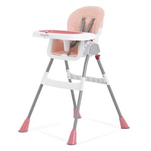 Dream On Me Portable 2-in-1 Tabletalk High Chair in Pink, Three Adjustable Height Settings, Lightweight Portable High Chair, Easy To Clean and Removable Tray Baby High Chair