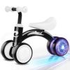 Colorful Lighting Balance Bike Toy for 1-3 Year Old Boys, No Pedal 4 Silent Wheels and Soft Seat, Ideal for First Riding and Birthday Gifts