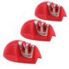 Edge Grip 2-Stage Knife Sharpener in Red, 3 Pack - Coarse & Fine, Compact, Non-Slip Base, Soft Grip Rubber Handle, Suitable for Straight & Serrated Knives